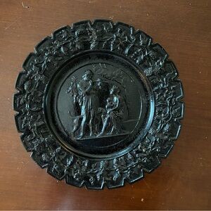 Heavy ages of man Cast Iron Repousse Round Plate/ Plaque with Grecian Motif